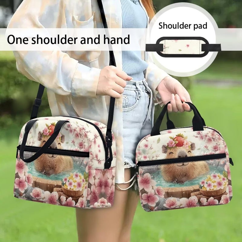 Yuosegray Capybara Lunch Box for Girls 8-10 Sakura One Piece Lunch Box for Boys 4-6 Preschool Meal Bag Kids 6-8 Kindergarten Toddler Children Elementary School Adjustable Shoulder Strap Portable - Image 3